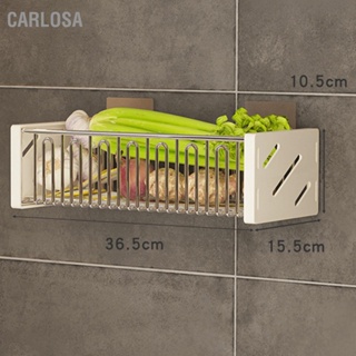 CARLOSA ชั้นวางของติดผนังห้องครัวมัลติฟังก์ชั่แขวนตะกร้าระบายน้ำสำหรับผักเครื่องปรุงรส