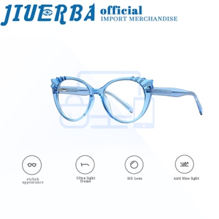 JIUERBA แว่นตา TR90 กรอบโลหะ ป้องกันรังสียูวี ป้องกันแสงสีฟ้า สไตล์ตะวันตก สําหรับผู้ชาย และผู้หญิง