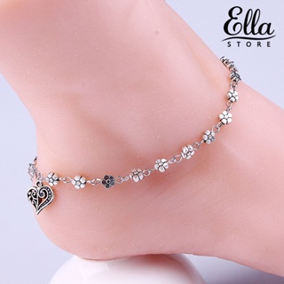 Ellastore123 วินเทจ ดอกไม้ กลวง หัวใจ เสน่ห์ สร้อยข้อเท้า ผู้หญิง รองเท้าแตะ เท้าเปล่า สร้อยข้อเท้า