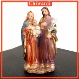 [Chiwanji] ฟิกเกอร์เรซิ่น รูปปั้นพระเยซู รูปครอบครัวแม่ พระเยซู สําหรับตกแต่งบ้าน ออฟฟิศ โต๊ะ