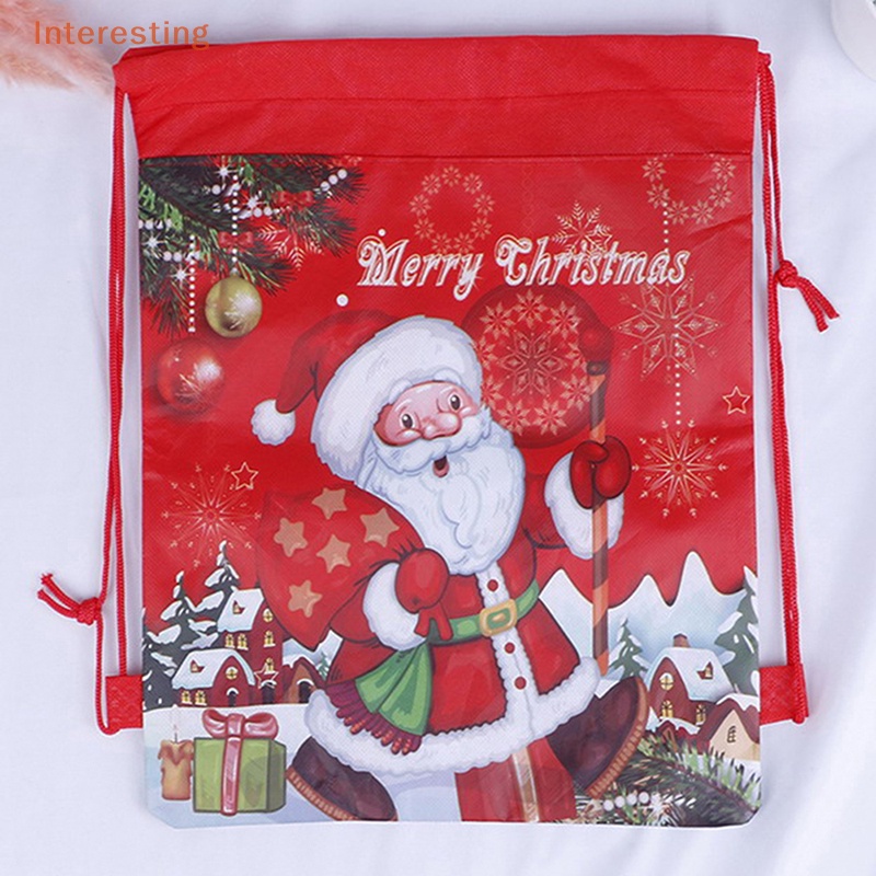 interesting-กระเป๋าเป้สะพายหลัง-หูรูด-ลายซานตาคลอส-ของขวัญคริสต์มาส