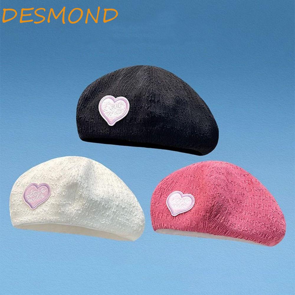 desmond-หมวกเบเร่ต์-ลายหัวใจ-สีพื้น-สไตล์เกาหลี-ฮาราจูกุ-เข้ากับทุกการแต่งกาย-สําหรับจิตรกร