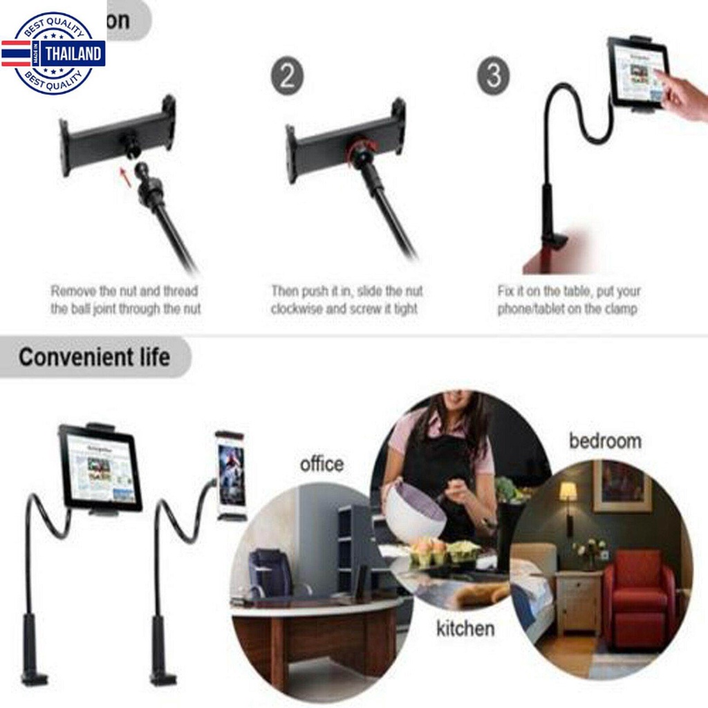 360° Flexible Long Arm 80cm Lazy Stand Clip Holder For iPhone Tablet