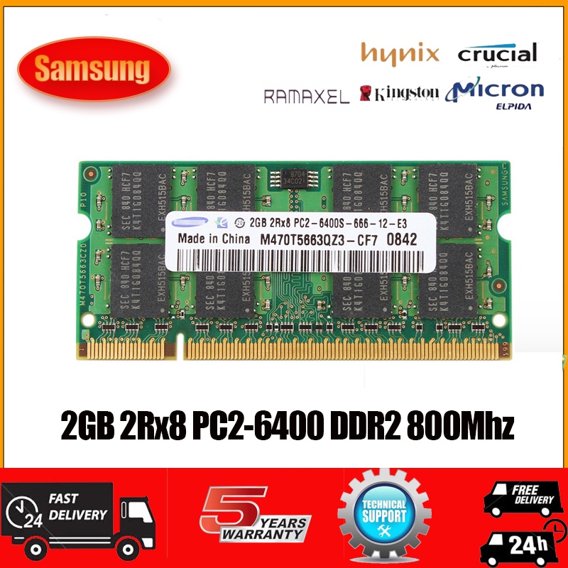 หน่วยความจําสําหรับ-samsung-2gb-2rx-8-pc2-6400-ddr2-800-mhz-200-pin-sodimm-ram