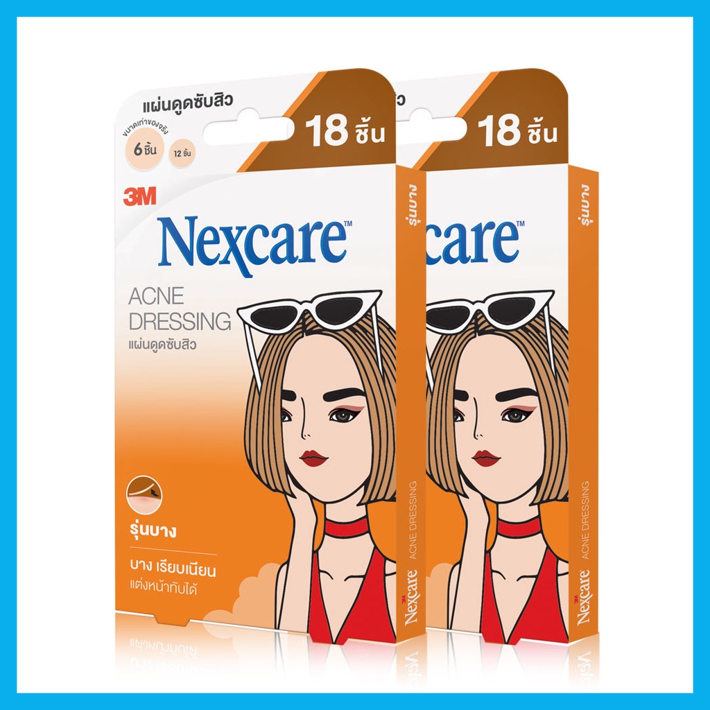 แพ็คคู่-3m-nexcare-acne-dressing-thin-version-size-0-8-amp-1-2cm-18pcs-x-2