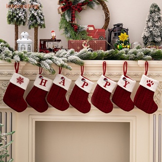 [Interesting] ถุงเท้า ลายตัวอักษร Merry Christmas สีแดง สําหรับตกแต่งบ้าน ต้นคริสต์มาส