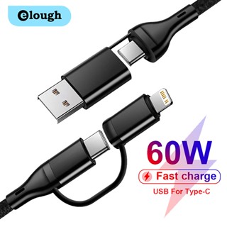 Elough PD 60W 4in1 สายชาร์จข้อมูล USB Type C เป็น USB C L