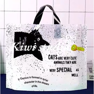 Kiwistudio 【แพ็คละ 50 ชิ้น】กระเป๋าถือพลาสติก ลายการ์ตูนแมว สีดํา สําหรับใส่เสื้อผ้า ช้อปปิ้ง 1HCYK218