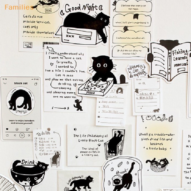 families-gt-สติกเกอร์-ลายแมวน้อยน่ารัก-สีดํา-สําหรับตกแต่งสมุดภาพ-แพลนเนอร์-30-ชิ้น