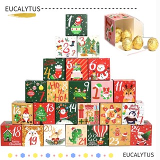 Eutus กล่องขนม ปฏิทินคริสต์มาส 24 วัน 1-24 DIY สําหรับตกแต่งบ้าน 24 ชิ้น