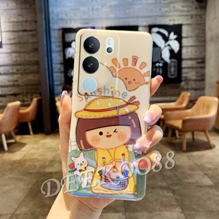 เคสโทรศัพท์มือถือนิ่ม กันกระแทก ปิดด้านหลัง ลายดอกไม้น่ารัก ประดับกลิตเตอร์เพชร วิบวับ หรูหรา สําหรับ VIVO V29 V27 V27e Y78 Y27 Y36 Y02T Y02A 5G 4G V29 Y27