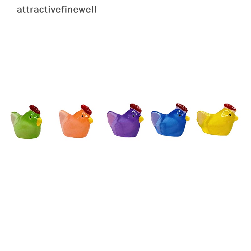 attractivefinewell-ฟิกเกอร์เรซิ่นเรืองแสงในที่มืด-รูปไก่-3d-ขนาดเล็ก-สําหรับทําเครื่องประดับ-diy-5-ชิ้น