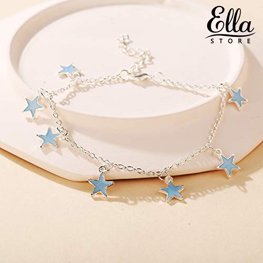 ellastore123-สร้อยข้อเท้า-จี้รูปดาว-เรืองแสง-สีฟ้า-เครื่องประดับ-สําหรับผู้หญิง