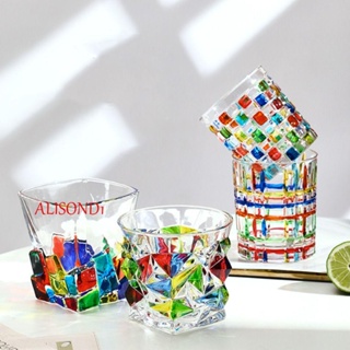 Alisond1 แก้ววิสกี้ แก้วสก๊อตช์ ภาพวาดที่มีสีสัน แก้วเครื่องดื่ม วิสกี้