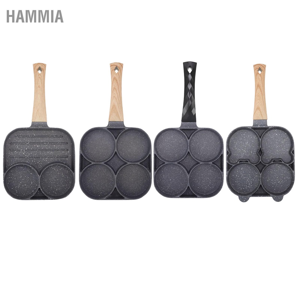 hammia-กระทะ-4-หลุมไม่ติดกระทะไข่เจียวทนความร้อนสำหรับแพนเค้กเบอร์เกอร์อุปกรณ์ครัว