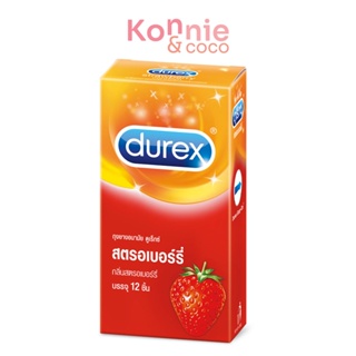 Durex Strawberry Condom 52.5mm [1box] ถุงยางอนามัยชนิดผิวเรียบขนาด 52.5มม. กลิ่นสตรอเบอร์รี่.