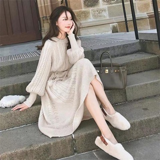 Casual Dresses Women's Clothing Autumn/Winter Square Neck Gold Velvet Dress  2023 Korean Style Celebrity Slim Fit Design Long Skirt