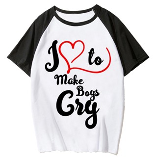 เสื้อยืด พิมพ์ลาย i Love to Make Boys Cry สไตล์ญี่ปุ่น 2000s y2k สําหรับผู้หญิง