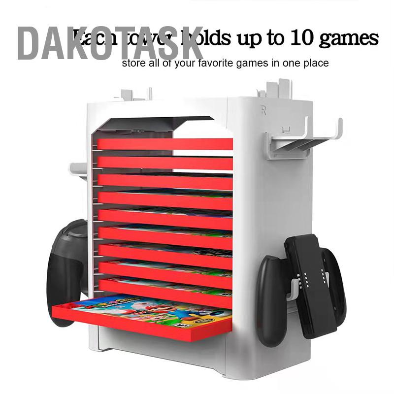 dakotask-game-storage-tower-มัลติฟังก์ชั่น-universal-ชั้นวางดิสก์เกมแนวตั้งสำหรับอุปกรณ์เสริมเกมสวิตช์