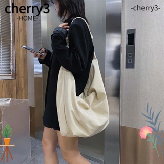 Cherry3 กระเป๋าสะพายไหล่ ผ้าไนล่อน โพลีเอสเตอร์ ความจุขนาดใหญ่ สีพื้น แฟชั่นสําหรับผู้หญิง