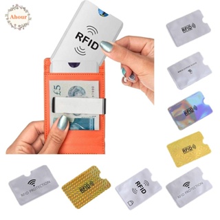 Ahour ที่ใส่บัตร RFID อลูมิเนียมฟอยล์ สีทอง ใช้ซ้ําได้ สไตล์เกาหลี สําหรับอ่าน NFC 10 ชิ้น