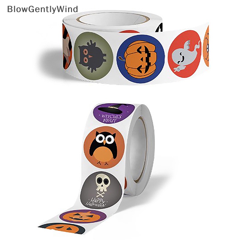 blowgentlywind-สติกเกอร์ฉลาก-ลายฟักทองผี-1-นิ้ว-สําหรับตกแต่งบรรจุภัณฑ์-ปาร์ตี้ฮาโลวีน-500-ชิ้น-bgw