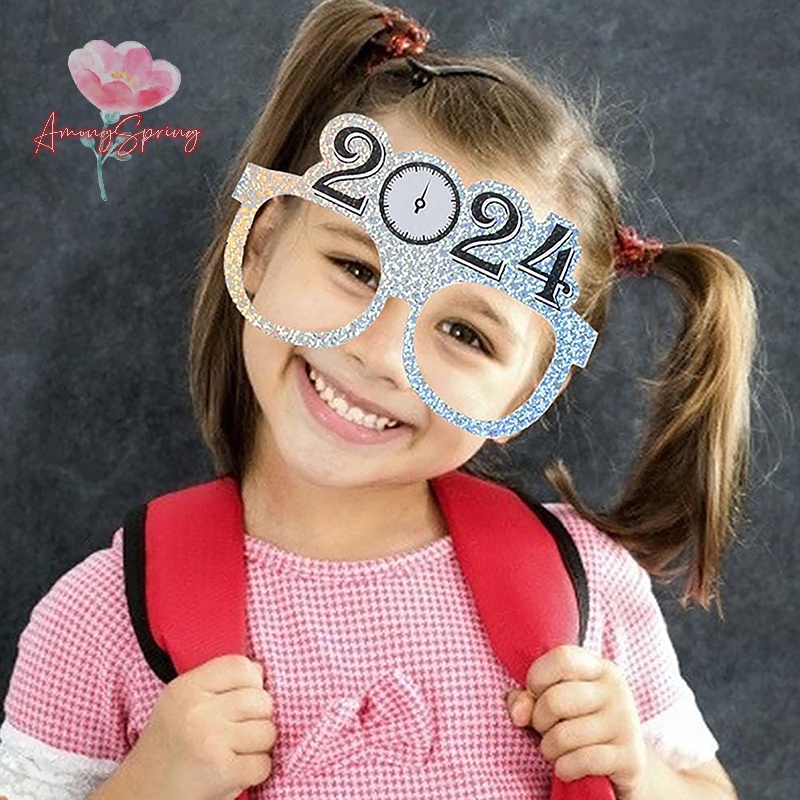 amongspring-gt-ใหม่-กรอบรูปกระดาษ-ลาย-happy-new-year-2024-อุปกรณ์เสริม-สําหรับถ่ายรูป-ตกแต่งงานปาร์ตี้