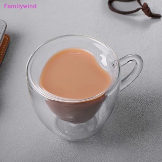 Familywind&gt; แก้วกาแฟใส รูปหัวใจน่ารัก สองชั้น ขนาด 50 100 260 มล. สําหรับบ้าน ปาร์ตี้ 1 ชิ้น