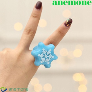 Anemone แหวนสวมนิ้ว ลายการ์ตูนซานตาคลอส สโนว์แมน ต้นคริสต์มาส