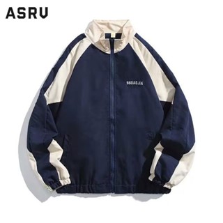 Asrv ฤดูใบไม้ร่วง ใหม่ สีตัดกัน เย็บ หลวม สไตล์เป็นกลาง เสื้อแจ็กเก็ตกีฬา อเนกประสงค์ สําหรับผู้ชาย และผู้หญิง