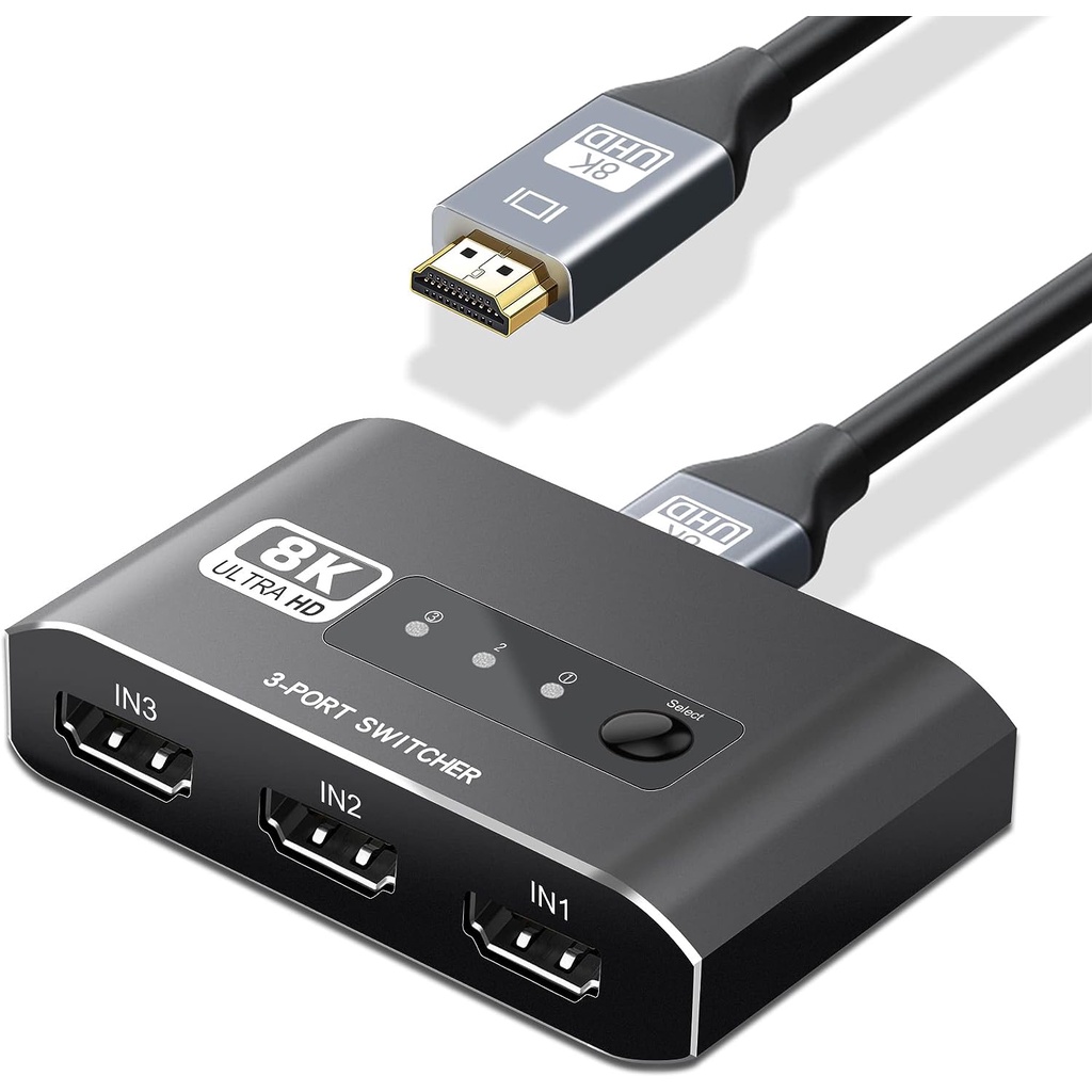 สวิตช์ HDMI 2.1 4K 120Hz 8K60Hz 3 in 1 สําหรับเกมคอนโซล ไฟ Xbox PS5 Monitors Shopee Thailand