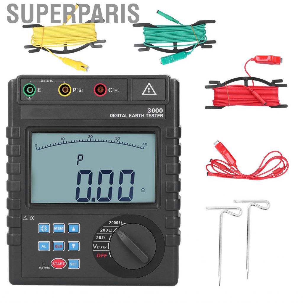 Superparis ETCR3000 0.01Ω-2000Ω Digital Earth Ground Meter Resistance ...