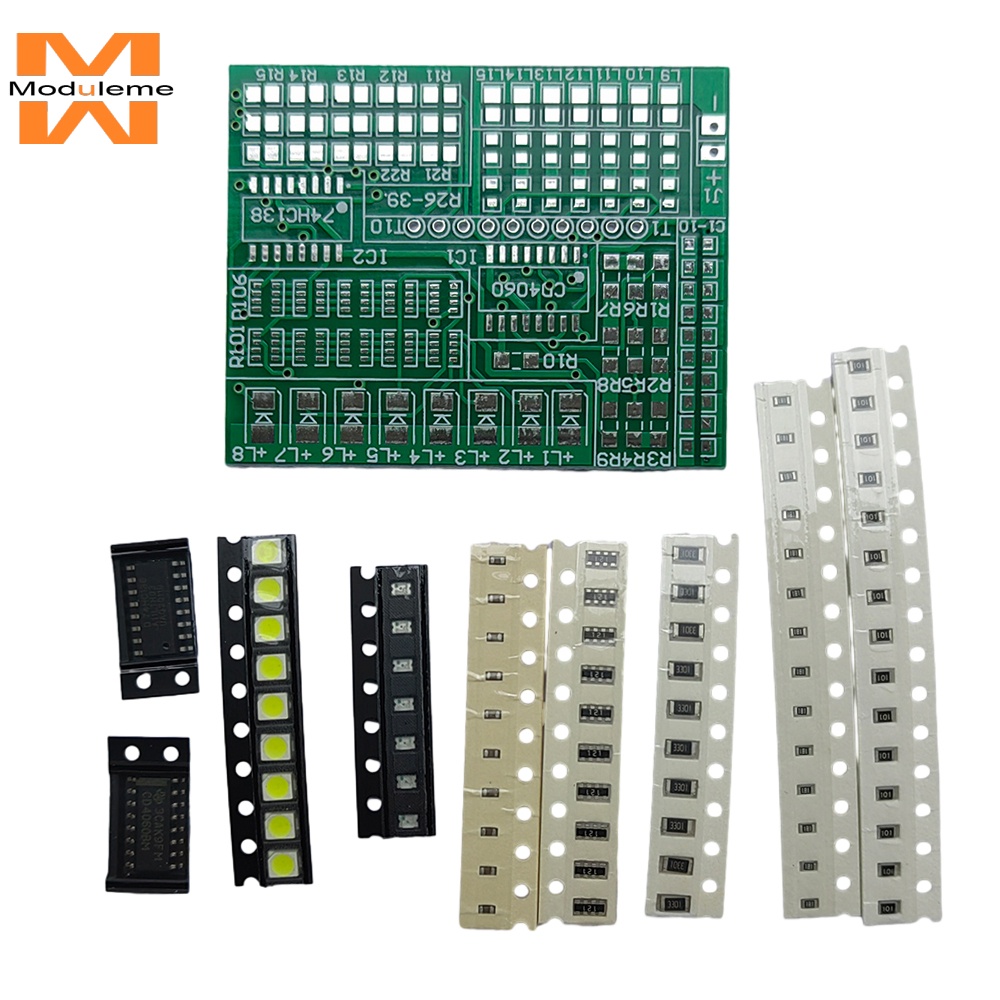 Smd SMT ชุดบอร์ดทรานซิสเตอร์เชื่อมบัดกรี Led CD4060 74HC138 DIY ...
