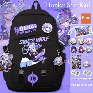 Honkai Star Rail กระเป๋าเป้สะพายหลัง ความจุขนาดใหญ่ กันน้ํา พร้อมของขวัญ 12 ชิ้น สําหรับนักเรียน PYKE