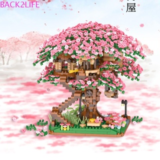 Back2life บล็อคตัวต่อ รูปซากุระ ต้นไม้ ดอกซากุระ ของเล่นเสริมการเรียนรู้เด็ก DIY