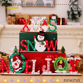 Eutus เครื่องประดับไม้ รูปซานต้าครอส หิมะ สุขสันต์วันคริสต์มาส