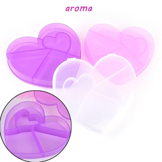 Aroma กล่องพลาสติก ประดับลูกปัด ยืดหยุ่น รูปหัวใจ สําหรับใส่เครื่องประดับ ยา