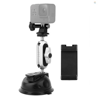 {Fsth} Suction Cup Phone Mount Suction Cup Mount for  Aluminum Alloy with 1/4in Screw Dual 360°Rotatable Ball Head with  Adapter Phone Clip Compatible with iPhone  1