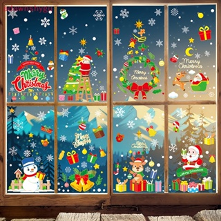 Adagu สติกเกอร์ PVC ลายคริสต์มาส กวาง สโนว์แมน ซานต้า เอลก์ ลอกออกได้ สําหรับติดตกแต่งกระจก หน้าต่าง ปาร์ตี้คริสต์มาส ปีใหม่ TH
