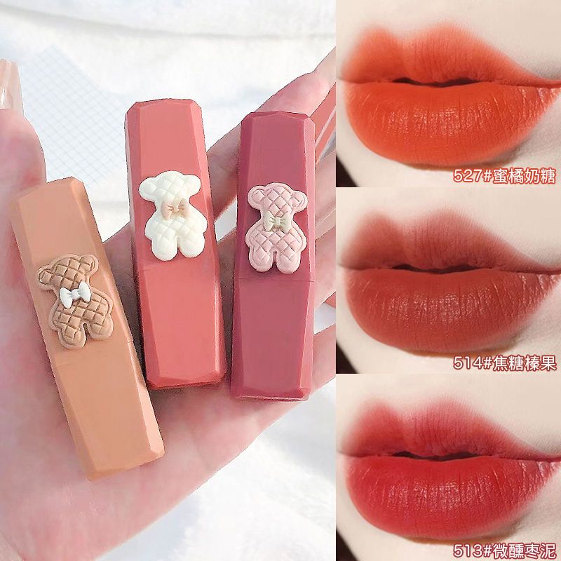 three-little-bears-lipstick-matte-foggy-velvet-minority-affordable-student-lovely-lipstick-pure-desire-to-show-white-and-yellow-skin-available