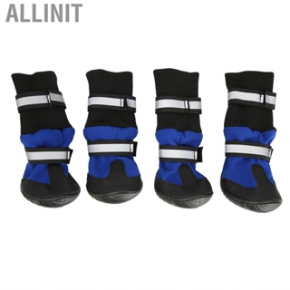 Allinit 4Pcs Dog Boots  Pet Booties Reflective Breathable Wearproof Shoes