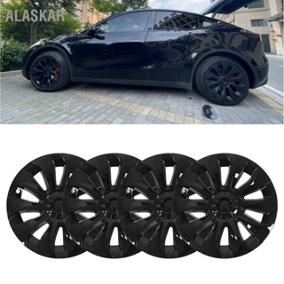 ALASKAR 4PCS 20inล้อHub Capเคลือบเงาสีดำกันน้ำล้อเปลี่ยนสำหรับTeslaรุ่นY 2020 ถึง 2023