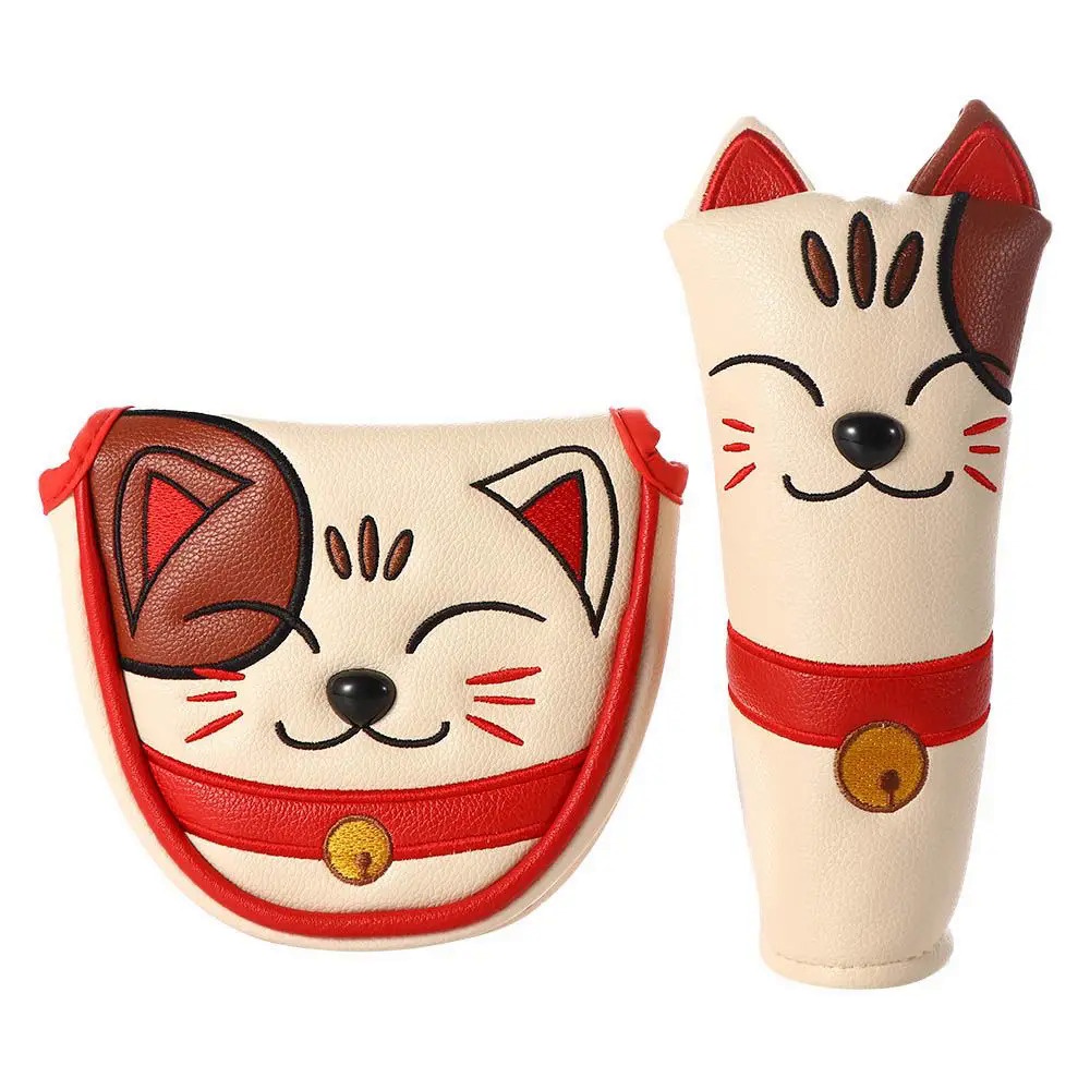 Cover Club Head Protector PU Leather Cute Kitty Lucky Cat Blade Mallet