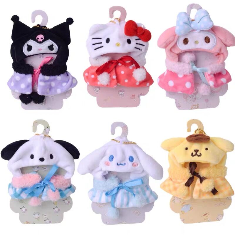 sanrio-ผ้าคลุมหัวตุ๊กตา-ลายการ์ตูน-kuromi-melody-cinnamoroll-hello-kitty-ขนาด-10-ซม-สําหรับตกแต่งเสื้อผ้า