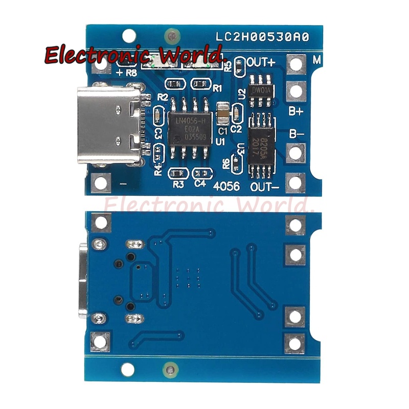 บอร์ดโมดูลชาร์จแบตเตอรี่ลิเธียม-5v-1a-tp4056-type-c-usb-18-650-พร้อมตัวป้องกัน-type-c-usb-15-ชิ้น