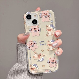 สีชมพูเต้นรำหมูง ถุงลมนิรภัย เคสไอโฟน Compatible for iPhone 11 14 13 12 Pro Max 7 8 SE XR 11Pro 14 Plus X XS Max