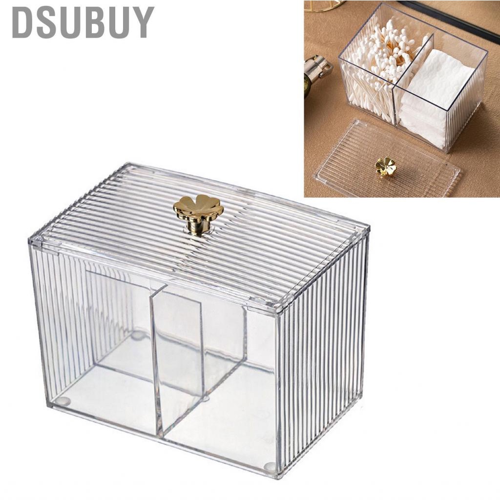 dsubuy-cotton-swab-container-storage-box-pet-plastic-transparent-facilitate-classification-moderate-size-with-grid-for-makeup-cosmetics