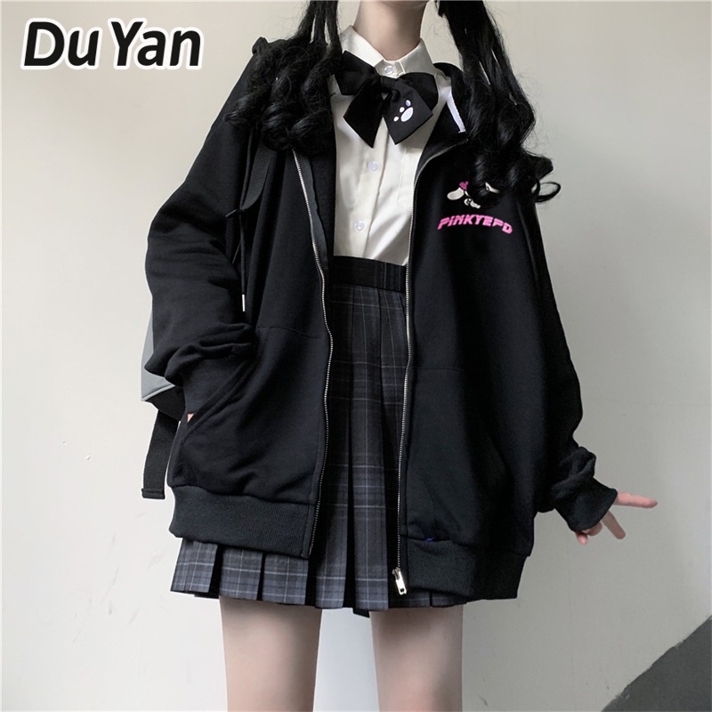 du-yan-เสื้อกันหนาว-เสื้อคาร์ดิแกน-ผ้าขนแกะ-แบบหนา-มีซิป-สไตล์เกาหลี-พลัสไซซ์-สําหรับผู้หญิง