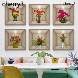 Cherry3 สติกเกอร์ PVC ลายดอกไม้ แจกัน ลอกออกได้ สําหรับติดตกแต่งผนังห้องครัว สํานักงาน ห้องนอน