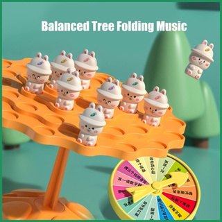 Balance Tree Rabbit Jenga เกมกระดานสำหรับเด็กชุดของเล่นแบบโต้ตอบเดสก์ท็อปเกมปริศนาสมดุล